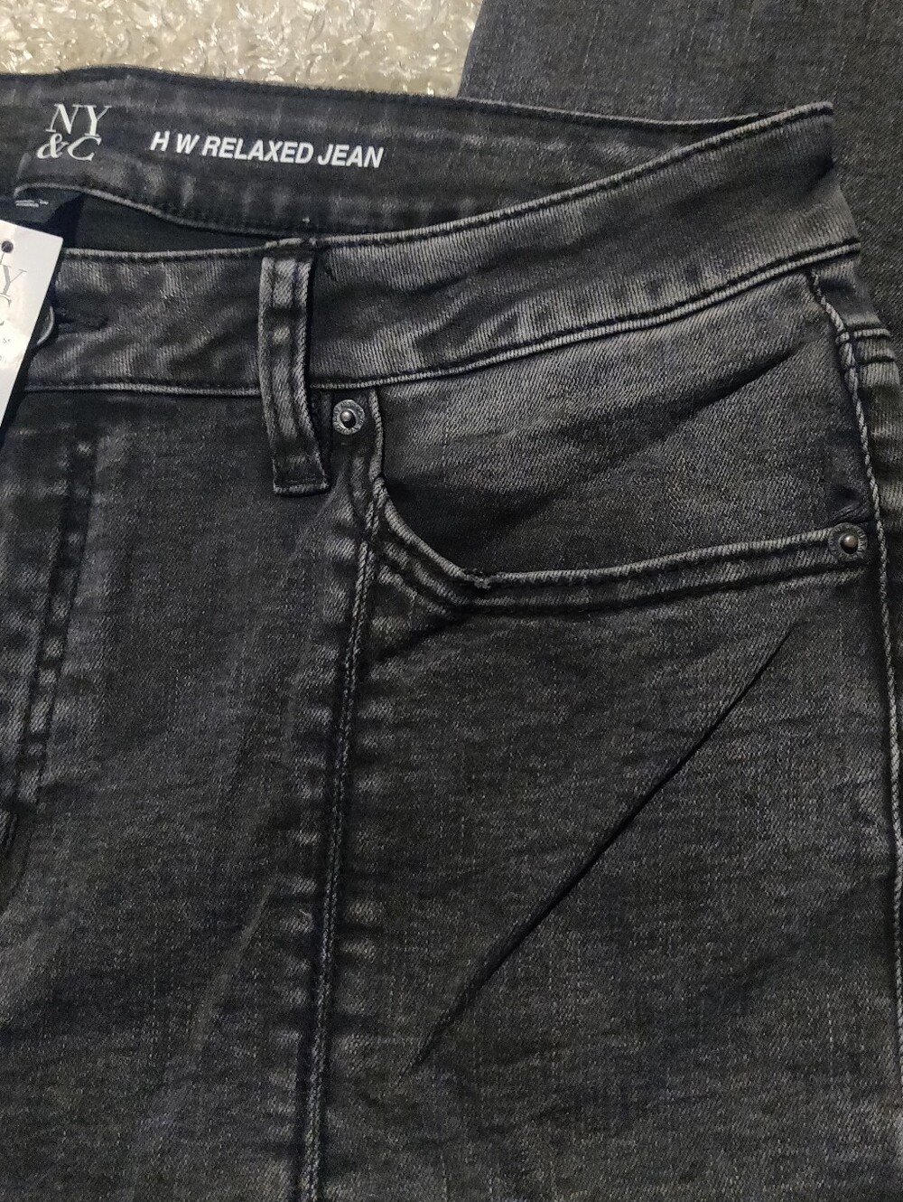 Women's NY&C HW Relaxed JeanHigh-Rise Black Wash Jeans - Picture 8 of 14